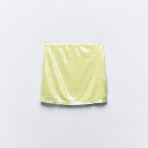 Zara Sequin Yellow Mini Skirt